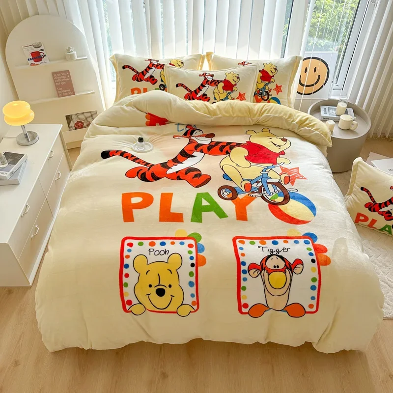 Комплект постельного белья из 4 предметов фланелевый зимний комплект с рисунком