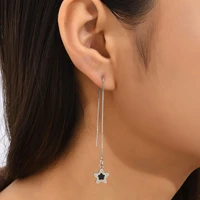 fashion inner black dot pentagram diamond ear line pendant earrings for women anniversary gift