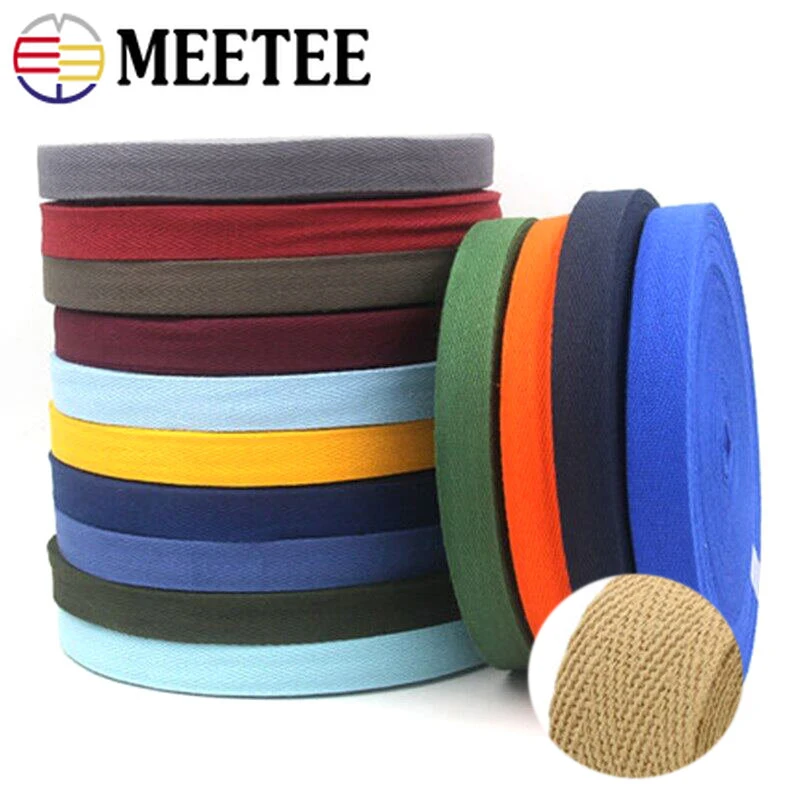 

10Meters Meetee 2cm Cotton Webbing Tape Wide Shoulder Bag Strap Safety Band Sewing Ribbon Backpack Lace Garment Belt Accessories