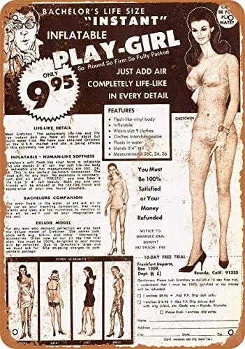 

Metal Vintage Tin Sign 1969 Inflatable Girl Doll-Metal Tin Signs, Home Kitchen Wall Retro Poster Plaque Mural Bar Pub Coffee D