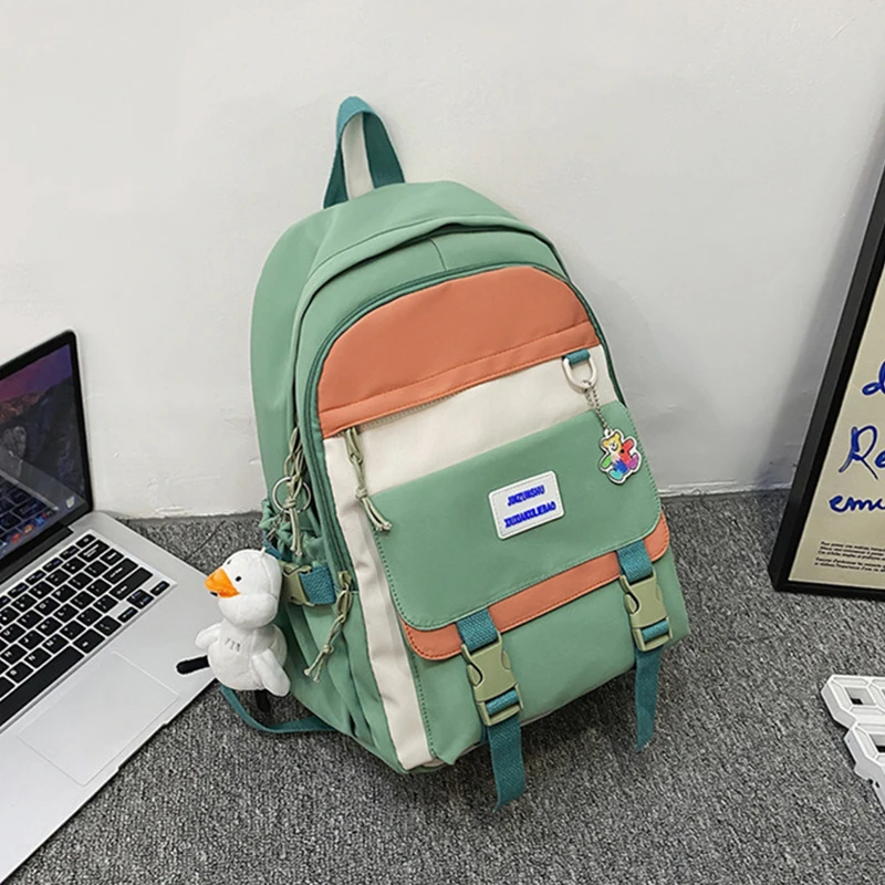 

College Student School Bags for Girls Teen Nylon High School Backpack Women Campus Bookbag Casual Korean Bagpack 2022