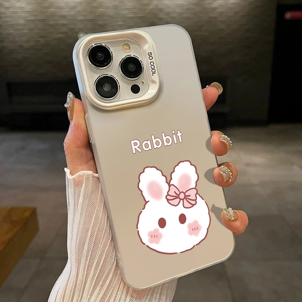 Чехол для Realme C65 C67 4G 5G C63 C55 C53 C51 Cute Rabbit Bear Cover C25Y C21Y C11 C30 C20 C12 IMD Plating