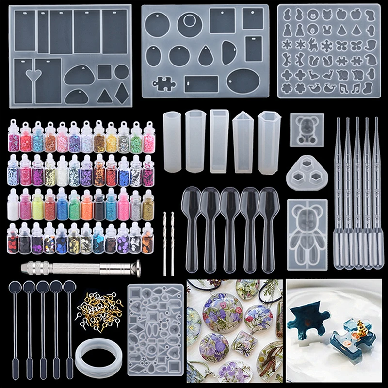 Resin Epoxy Casting Silicone Molds Set UV Epoxi Jewelry DIY Tools Kits Resin Moulds For Jewellery Making Earrings Findings