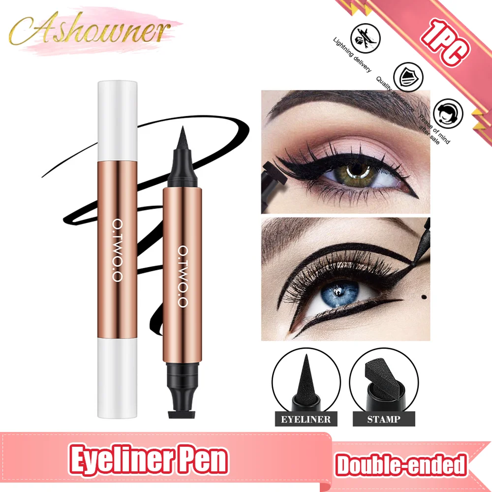 

1PC Eyeliner Stamp Black Liquid Eyeliner Pen Waterproof Fast Dry Double-ended Eye Liner Pencil Not Blooming Lasting Cosmetics