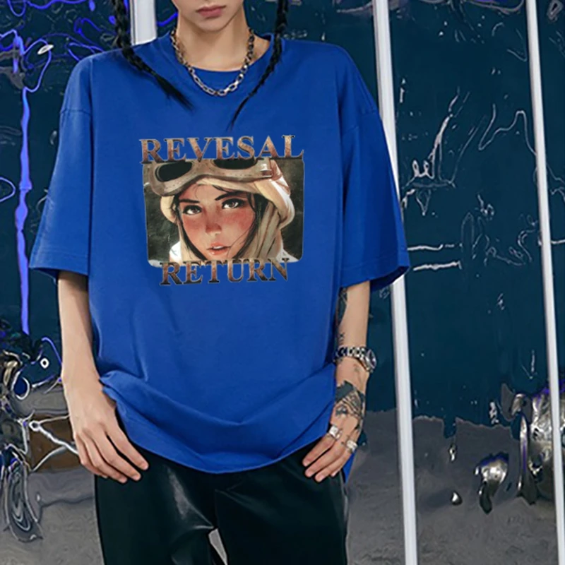 

Retro Portrait T-Shirt Women Summer Streetwear Loose Casual Round Neck Short-Sleeved Cotton Tops 2022