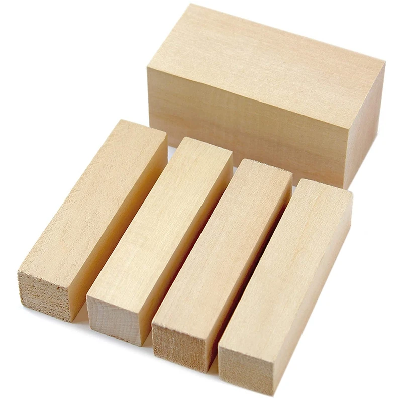 Набор из 5 деревянных блоков для резьбы по дереву из бальзы, незаконченный, мягкий, для начинающих.