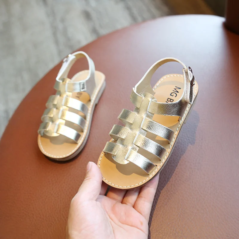 Сандалии детские вязаные мягкая подошва плоская летняя пляжная обувь для