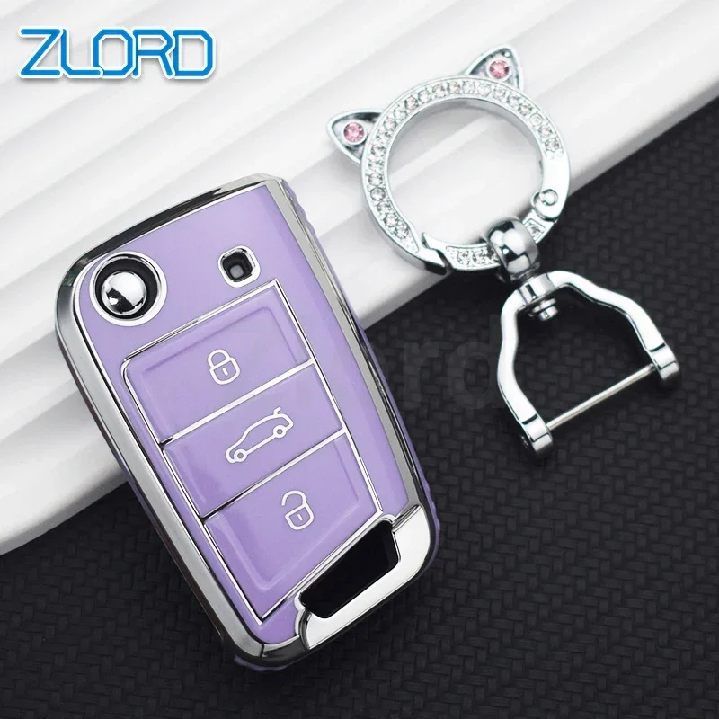 Модный чехол для автомобильного ключа из ТПУ полный VW Volkswagen Golf 7 MK7 Tiguan MK2 SEAT Ateca Leon