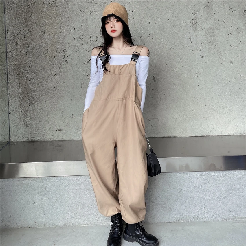 Streetwear Vintage Cargo Pants Overalls Women Korean Fashion New High Waist Baggy Jumpsuits One Piece Outfit Woman