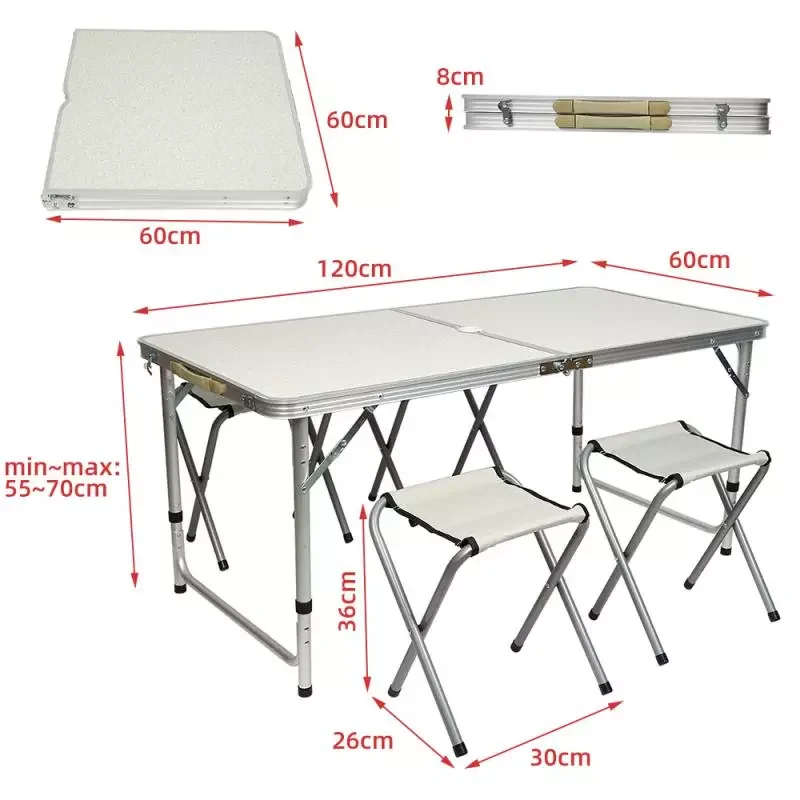 

2023 1PCS Silvery White Brown Outdoor Tables High Quality Aluminum Alloy Folding Table And Chair Set For Camping Picnics Barbecu