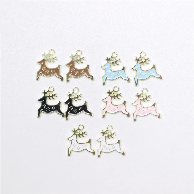 

10pcs/pack Colorful Cute Small Sika Deer Enamel Charms Alloy Pendant For Women Girls DIY Necklace Earrings Jewelry Accessories
