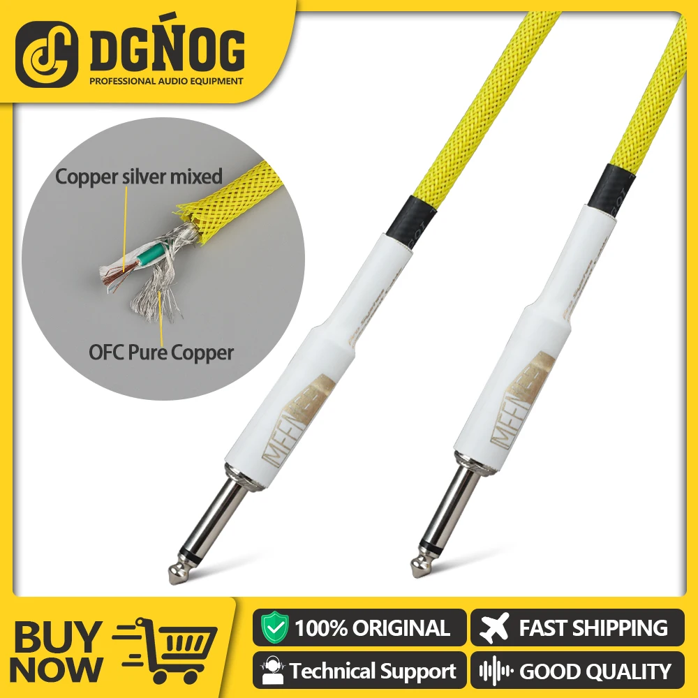 

Yellow Nylon Braided Cable audio 6.35MM To 6.35MM Audio Cable For Interface Mixer Speaker 9.8FT Gold Plated Guitar Line