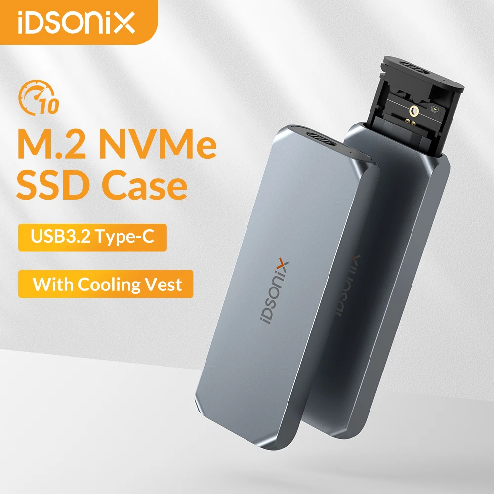 

iDsonix M.2 SSD Enclosure USB 3.2 Type C Hard Drive Enclosure External SATA NVME Case Aluminum Alloy Storage Cover for Macbook