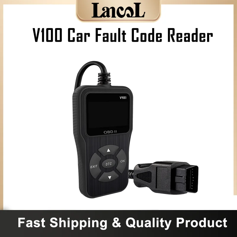 

V100 Car Fault Code Reader Auto Scanner OBD II OBD2 Car Automobile Diagnostic Tool Repair Tool LCD Screen Multilanguage