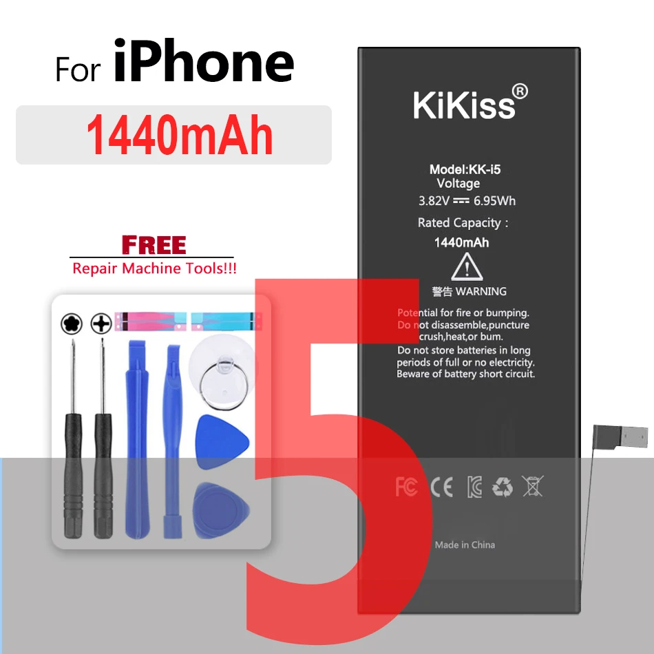 Высококачественный аккумулятор для iPhone 5 6 6S 5S SE 7 8 Plus X Xs Max 11 Pro iPhone5 iPhone7 iPhone8 с бесплатными инструментами.