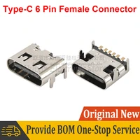 10pcs type c 6 pin female smt socket connector jack usb 3 1 type c smd dip 4 for pcb design diy charging socket