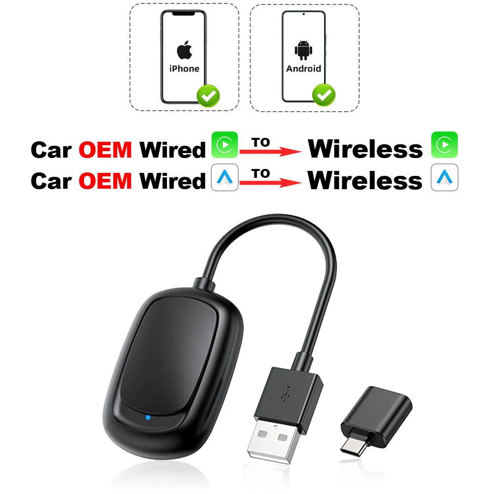 

TIMEKNOW Беспроводной CarPlay Android Авто Адаптер Ai Box USB-ключ Для Apple iPhone Android Phone Автоматическое Подключение ...