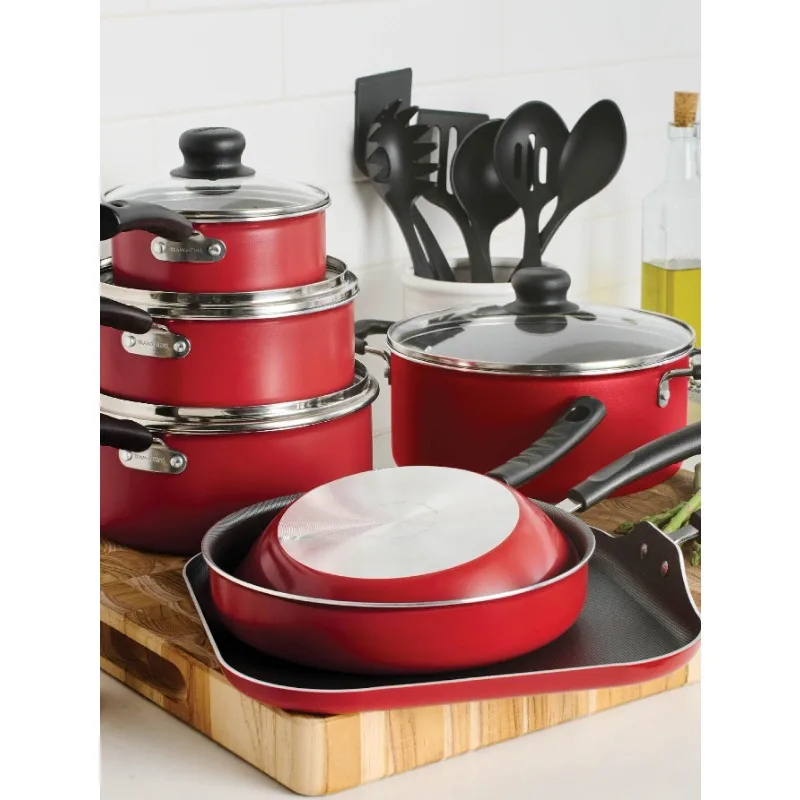 

Набор Антипригарной Посуды из 18 предметов, красного цвета