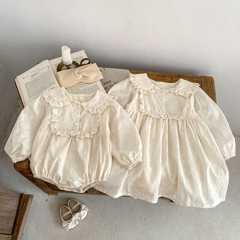 Новинка 2024 осеннее платье для девочки 2-6 лет детское хлопковое однотонное с