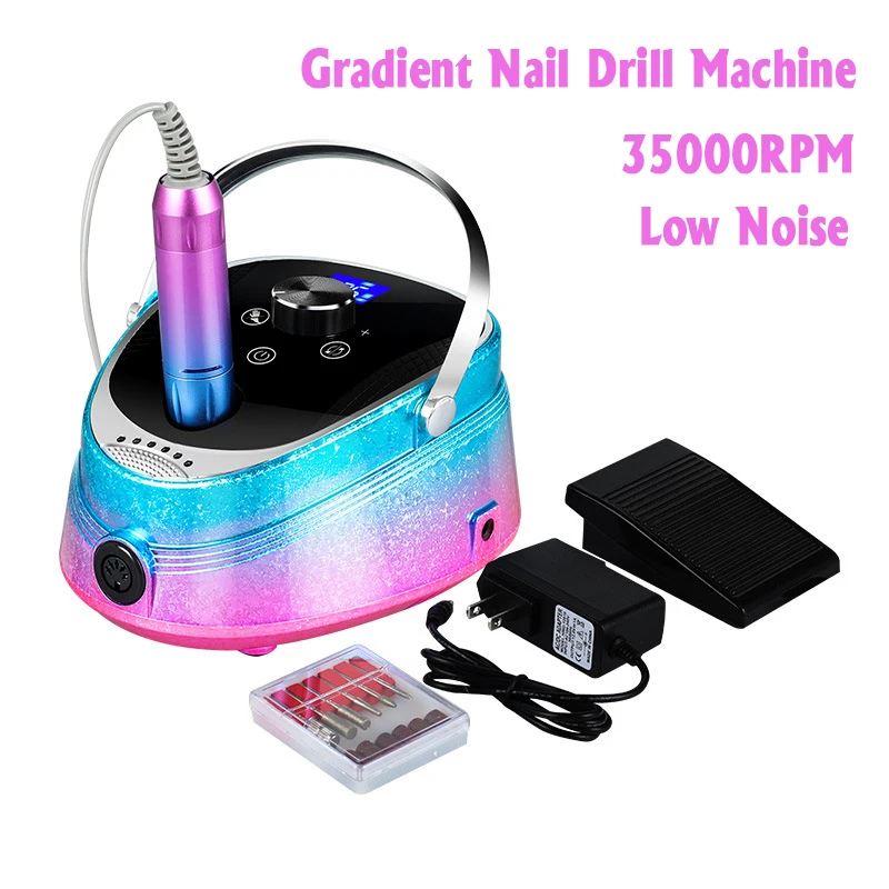 Gradient Nail Drill Machine With HD Display Low Noise Manicure Machine New Upgrade Electric Nail File Nail Art Salon Tools