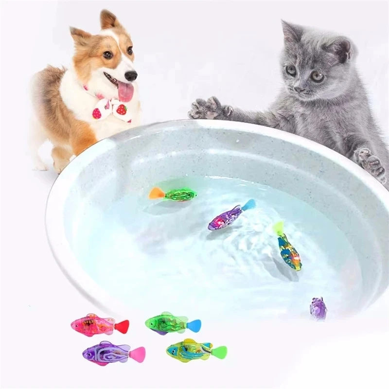 Электрическая рыба Cat Interactive Toy с световым водным плавающим роботом Pet Playing Toys Tank Ornaments Aquarium Decoration On.