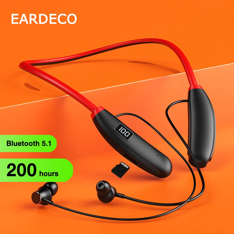 

EARDECO Wireless Headphones 200 Hours Playback Bluetooth Earphone Neckband Bass Sport Headphone Headset with Mic Waterproof Hifi