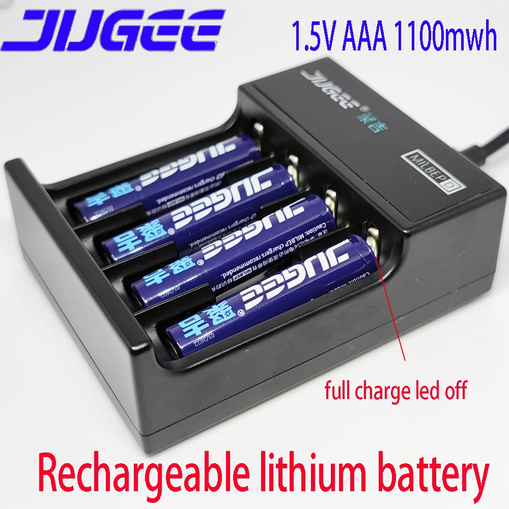 Jugee AA 1.5v 3000mWh AAA 1100mwh li-ion lithium usb rechargeable smart battery and charger on - Умная перезаряжаемая литиево-ионная батарея Jugee AA 1,5 В 3000 мАч AAA 1100 мАч с USB-зарядкой.