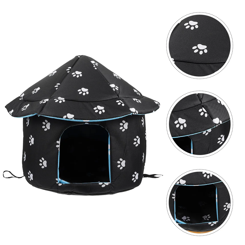 

Cat Kennel Pet Bed Cushion Half Closed Nest Outdoor Shelter Warm Tent House outside
