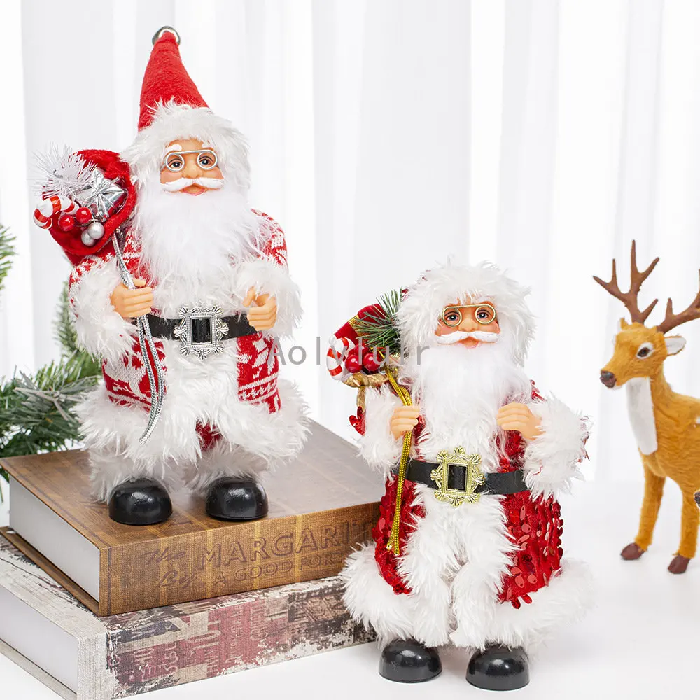 

Рождественские качели 30 см, кукла Санта-Клауса, рождественские украшения, подарок для детей, стоячий Санта-Клаус, украшение, Рождественское ...