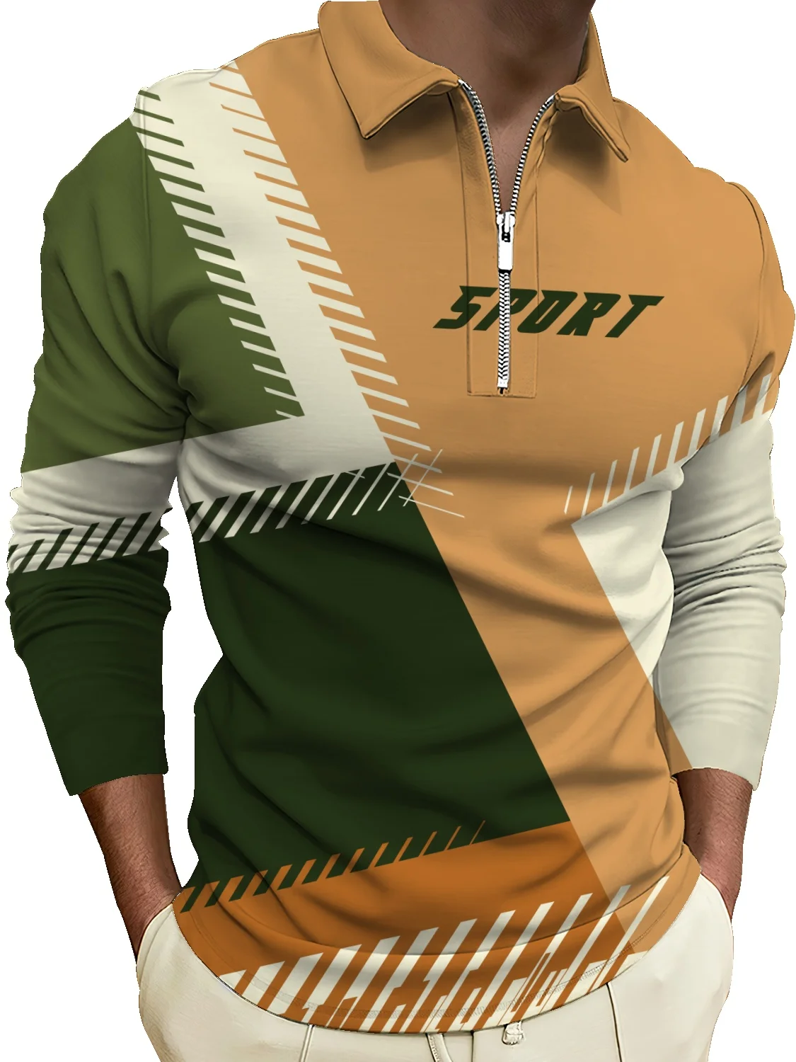 

2022 youth autumn and winter new sports racing clothing printed sweater polo shirt half zipper casual all-match sweater