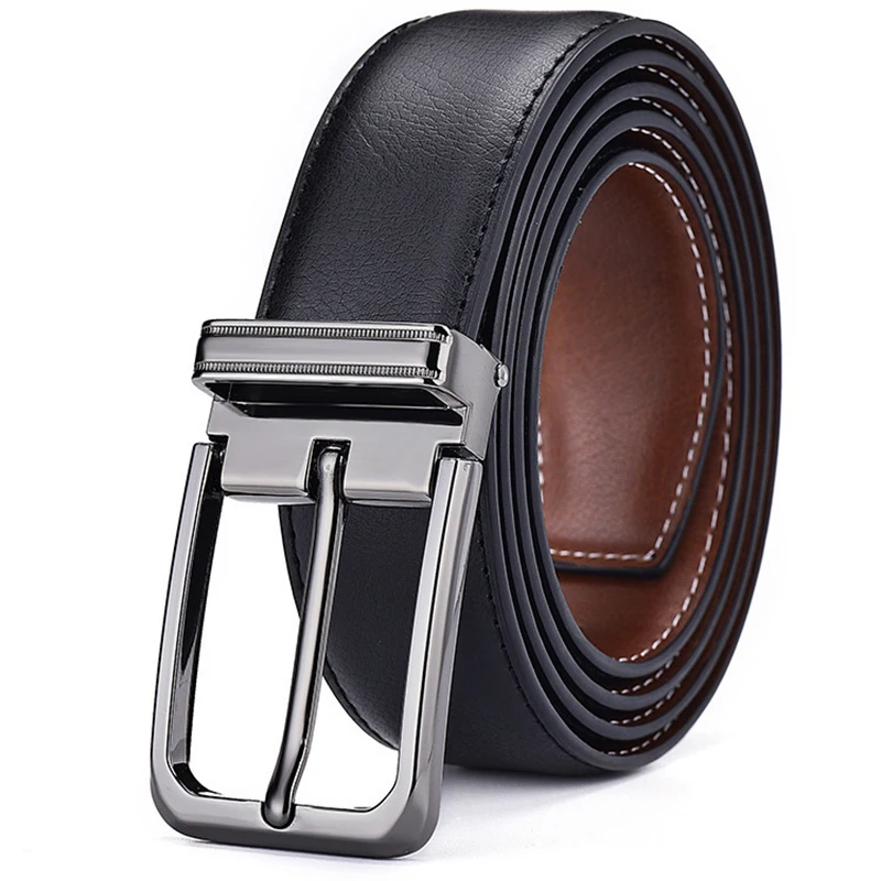 Cinturón de cuero genuino para hombre, hebilla de Pin de aleación de alta calidad, Cinturón de piel de vaca informal, cinturón de negocios, cinturón de vaquero