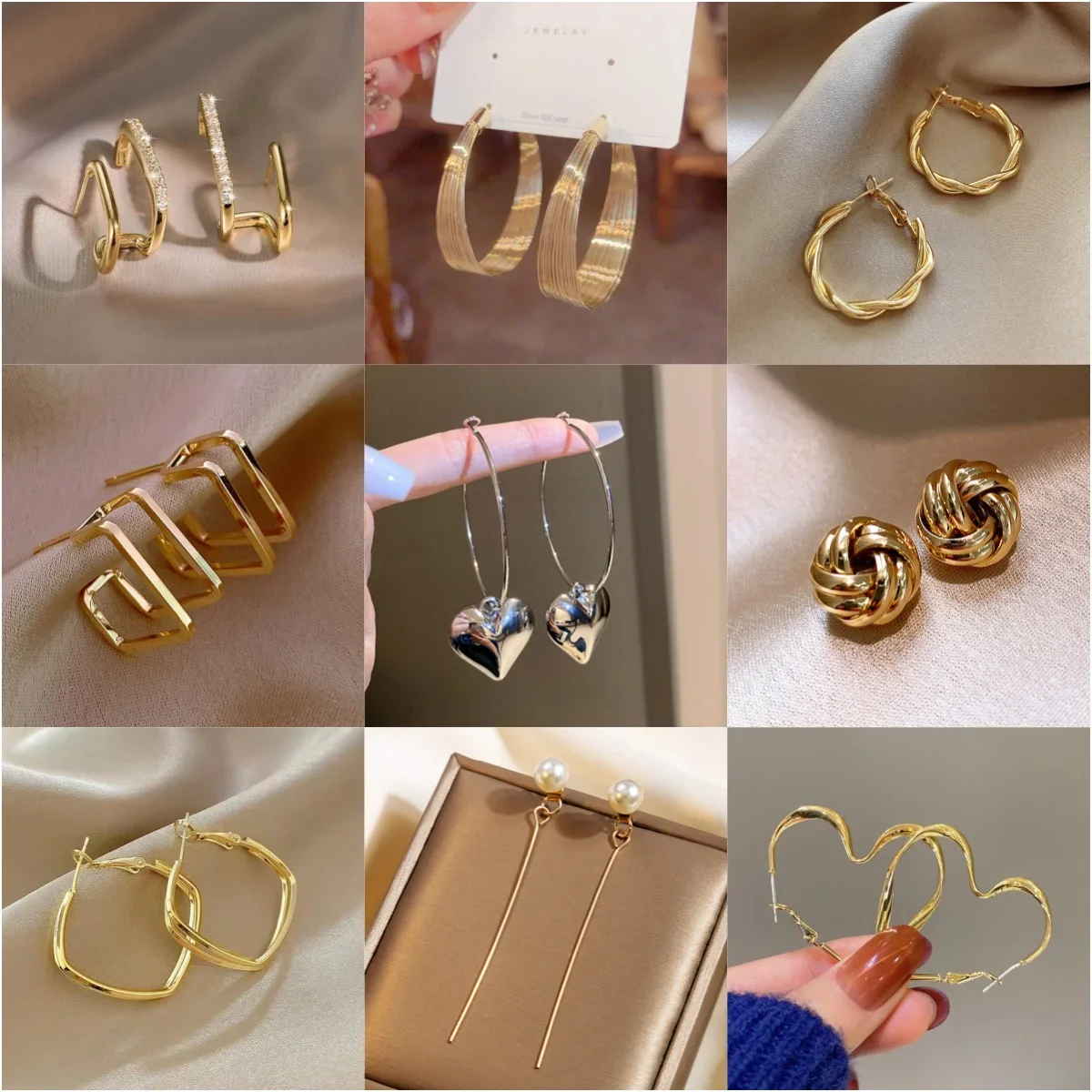 Металлические поворотные золотые серьги-капли в форме сердца | AliExpress