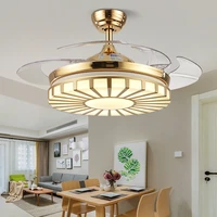 42 inch golden bedroom modern silent invisible fan lamp inverter restaurant led ceiling fan lamp living room room chandelier