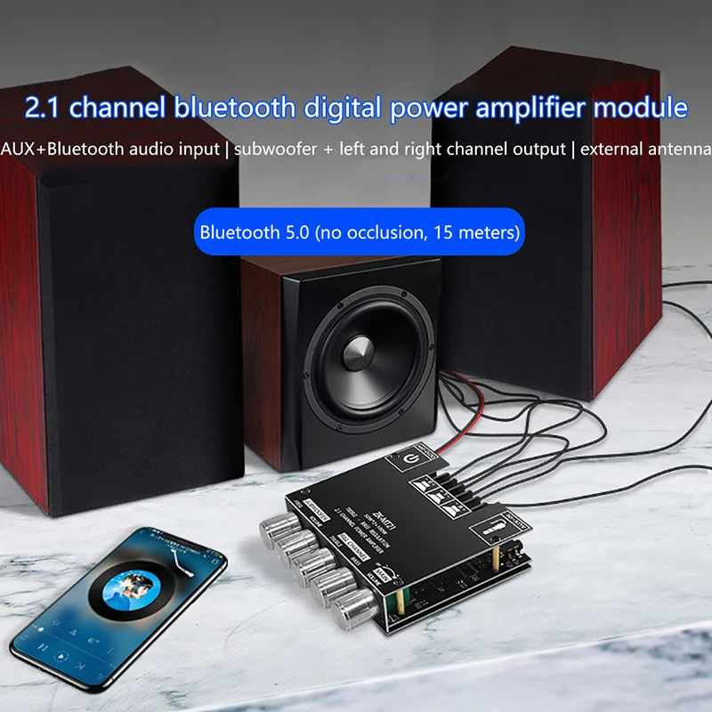 1 шт. ZK-MT21 2x50 Вт + 100 2 канальный Bluetooth 5 0 сабвуфер плата цифрового усилителя мощности