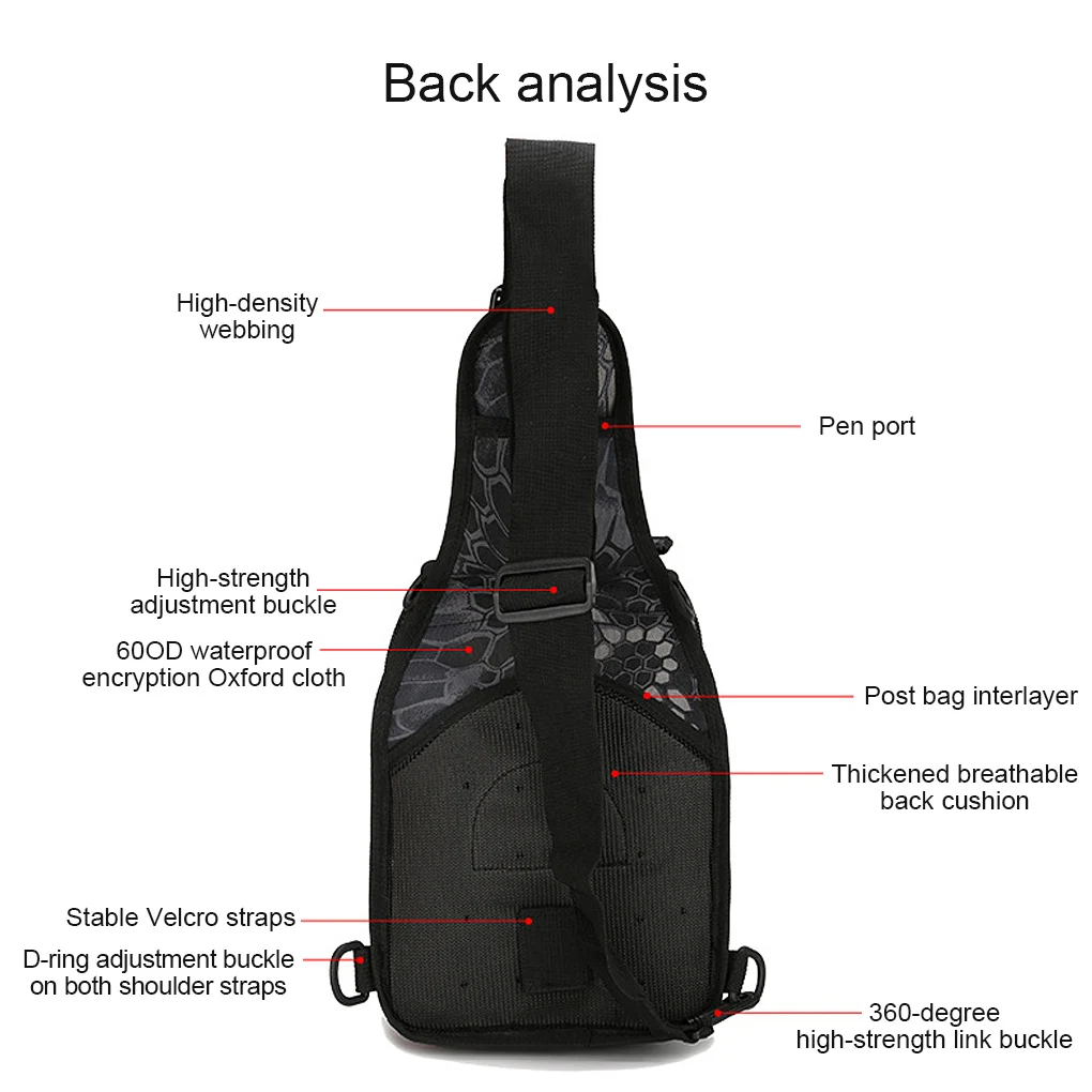 

2021 Мужская и женская нагрудная сумка, тактическая сумка через плечо, водонепроницаемая сумка из ткани Оксфорд 600D для кемпинга и походов на о...