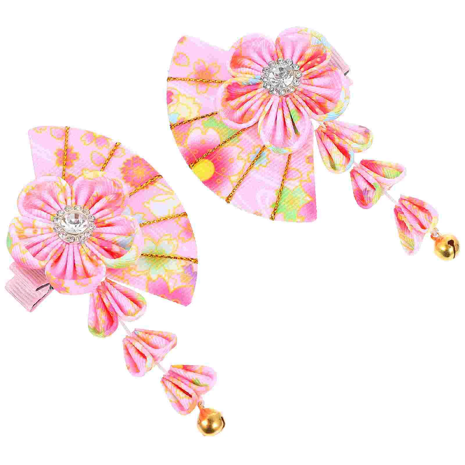 

Hair Clip Women Pieces Decorative Clips Chinese Side Fan Hairpins Tassel Bobby Bell Clamps