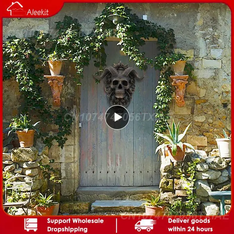 

Современное художественное кольцо на дверь, хелловый демон, рогатый череп, подвесной дверной узел-сверхпрочный Готический дверной узел-идеальное украшение для дома