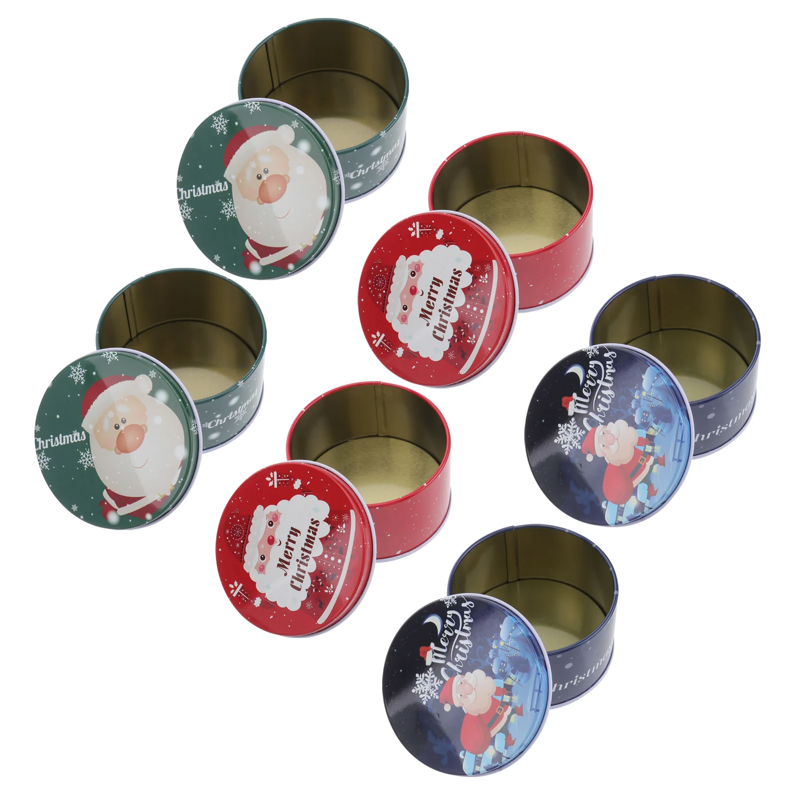 

12 Christmas Candy Box Round Shape Tinplate Storage Organizer Biscuit Container for Party Dinner Event
