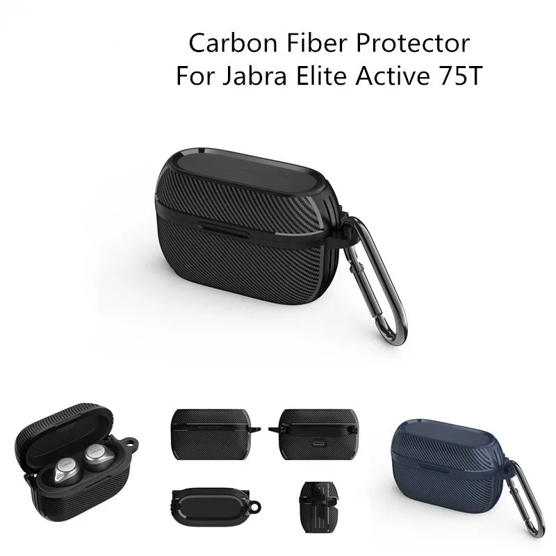 Фото Чехол для Jabra Elite Active 75T/Elite 7 Pro/ Jabra Elite 7 Active, роскошная броня из углеродного волокна с чехлом-карабином №1