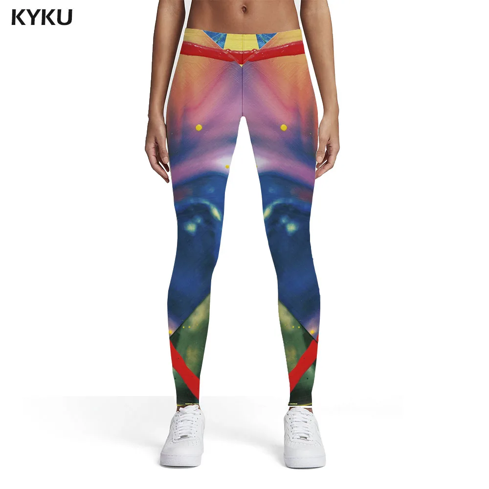 

KYKU Colorful Leggings Women Painting 3d Print Art Trousers Harajuku Spandex Sexy Womens Leggings Pants Fitness Bodybuilding