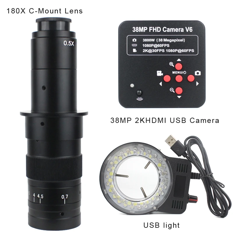 HDMI 38MP USB цифровая камера для видеомикроскопа профессиональный промышленный 180X