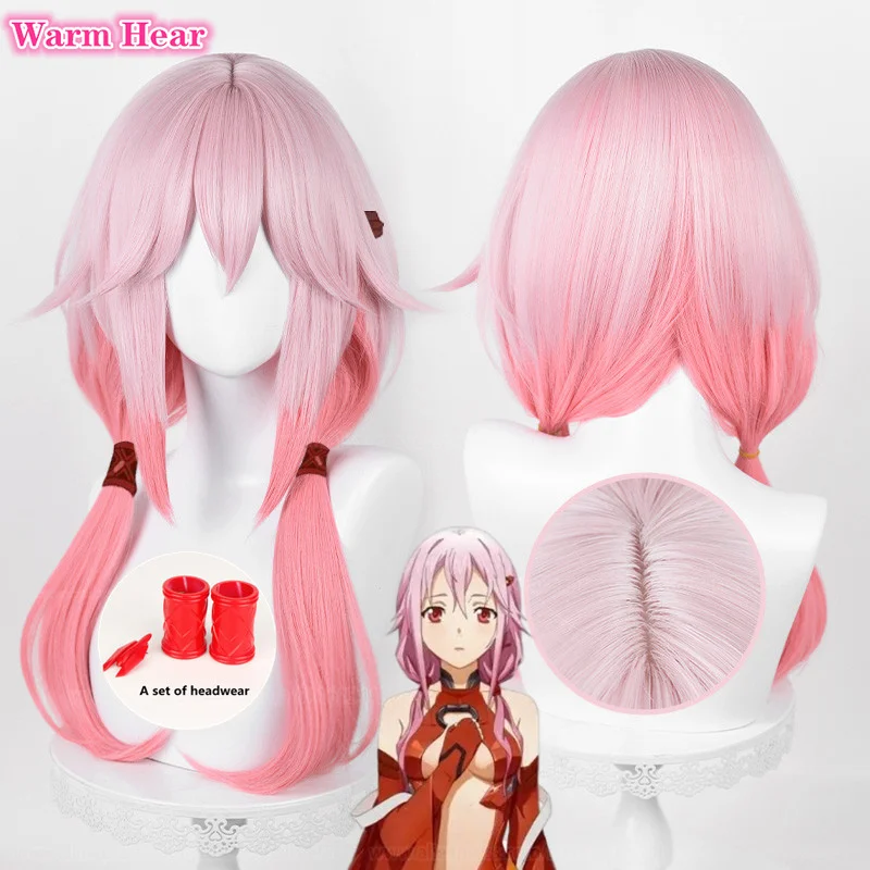 

High Quality Yuzuriha Inori Cosplay Wig Anime Guilty Crown Long 60cm Pink Gradient Wig Heat Resistant Synthetic Wigs + A Wig Cap