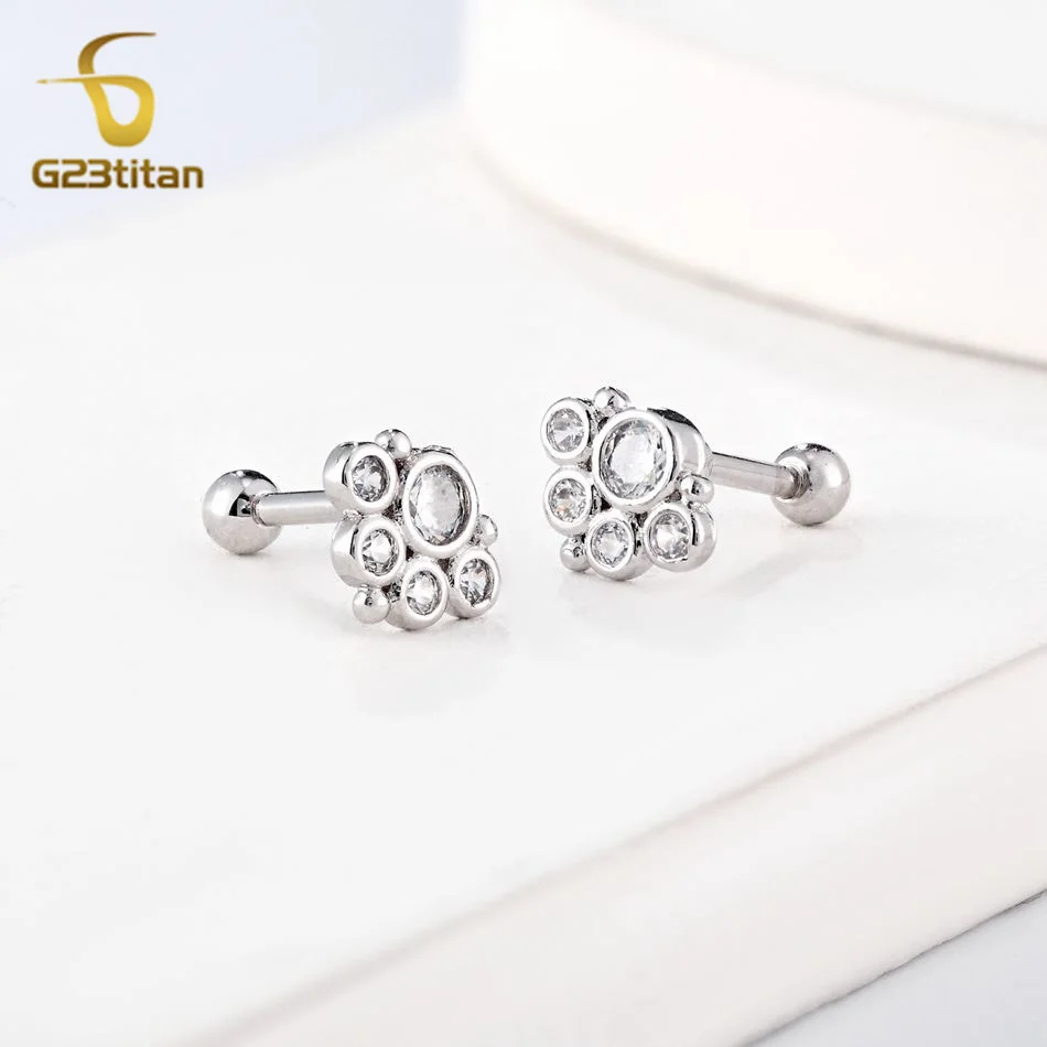 Серьги-гвоздики G23titan из титановой стали в форме медвежьей лапы ювелирные
