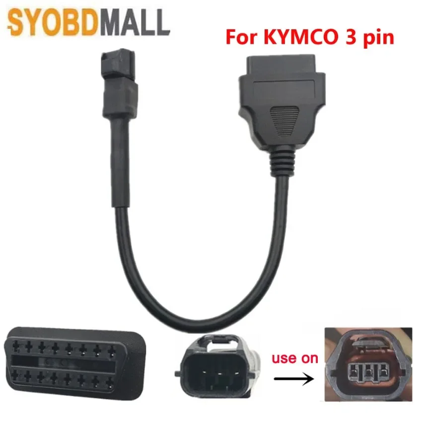 Фото Линия преобразования мотоцикла для Gwangyang KYMCO 3-контактный на Obd2 16-контактный диагностический кабель для мотоцикла Kawasaki 3-контактный разъем-адаптер EFI №1