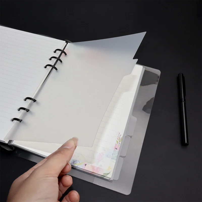 

A6/A7 6Pcs Transparen Binder Pockets Binder Folders for Notebook Divider Page Waterproof PVC Leaf Document Filing Bag