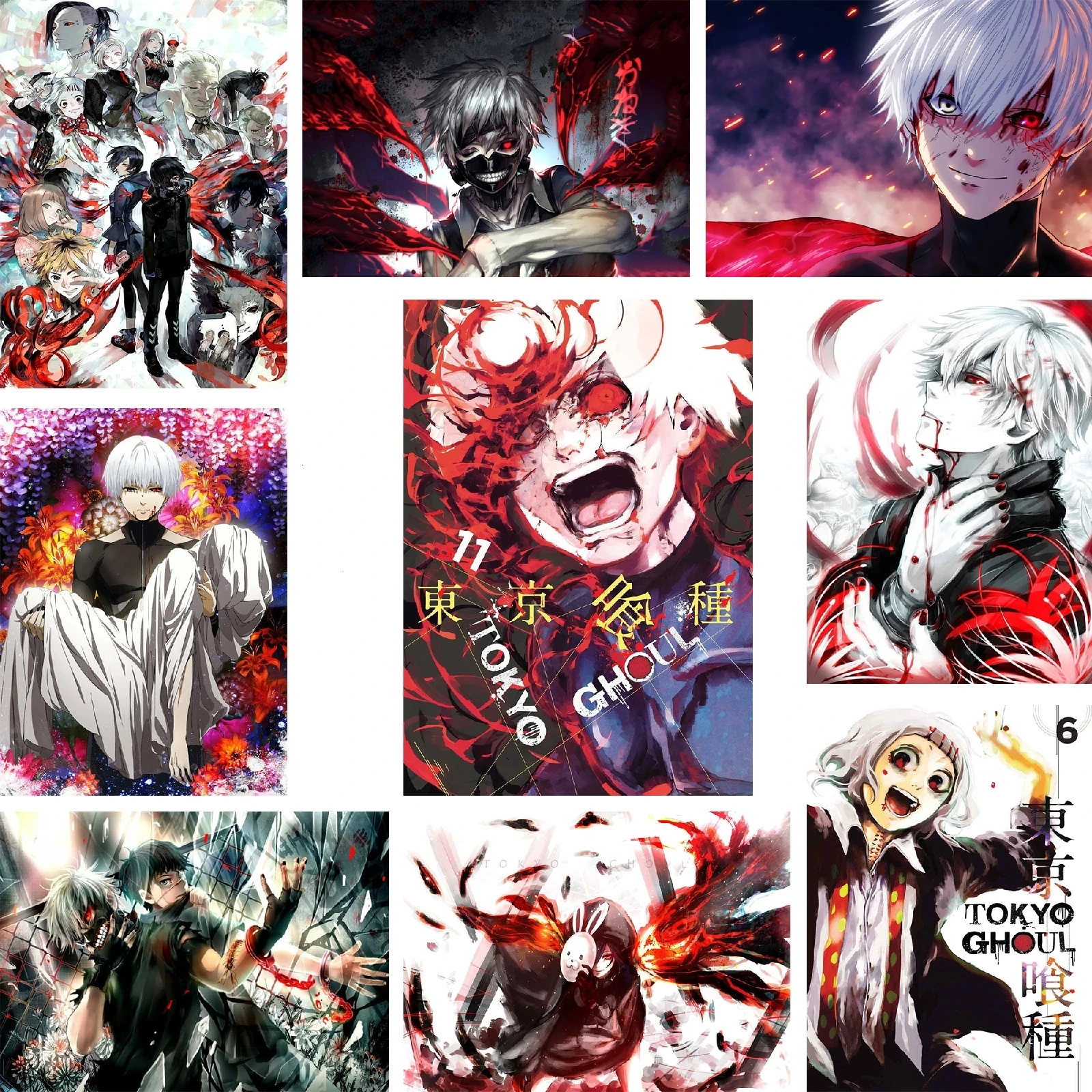 

Japan Tokyo Ghoul Anime 5D Diamond Art Painting Full Round Diamond Embroidery DIY Mosaic Cross Stitch Home Decor