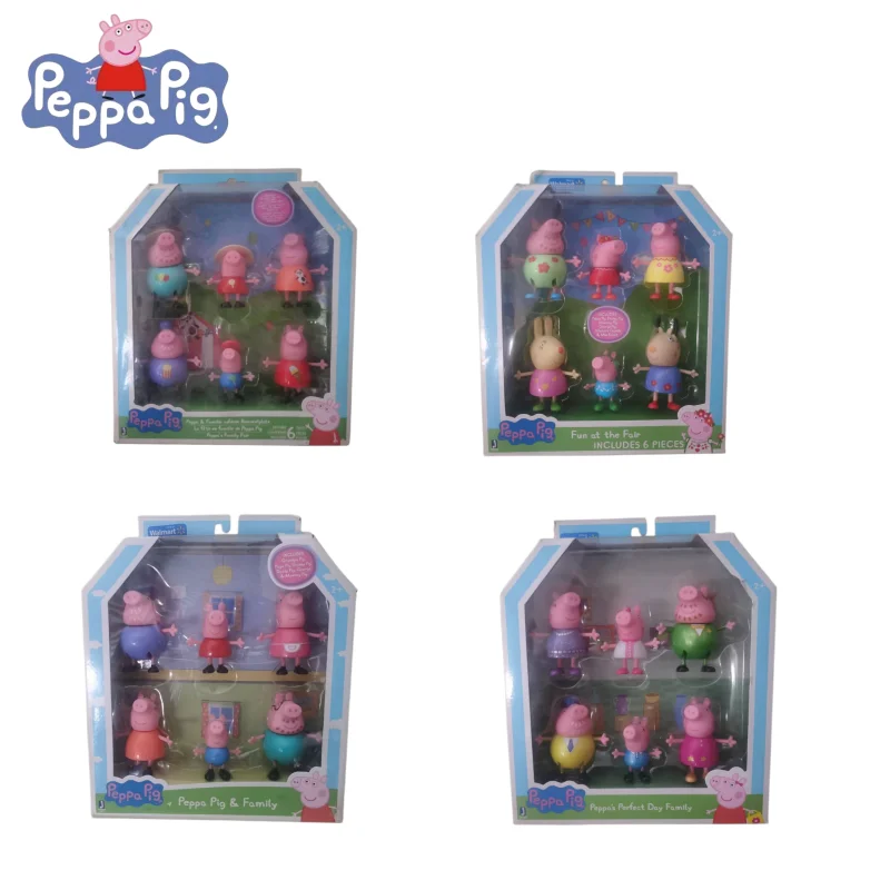 

Peppa Pig animation cartoon surrounding new exquisite toy dolls a family of six George Page's children's toys boxed wholesale