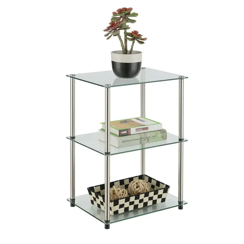 

Glass Tall 3 Tier End Table, Glass