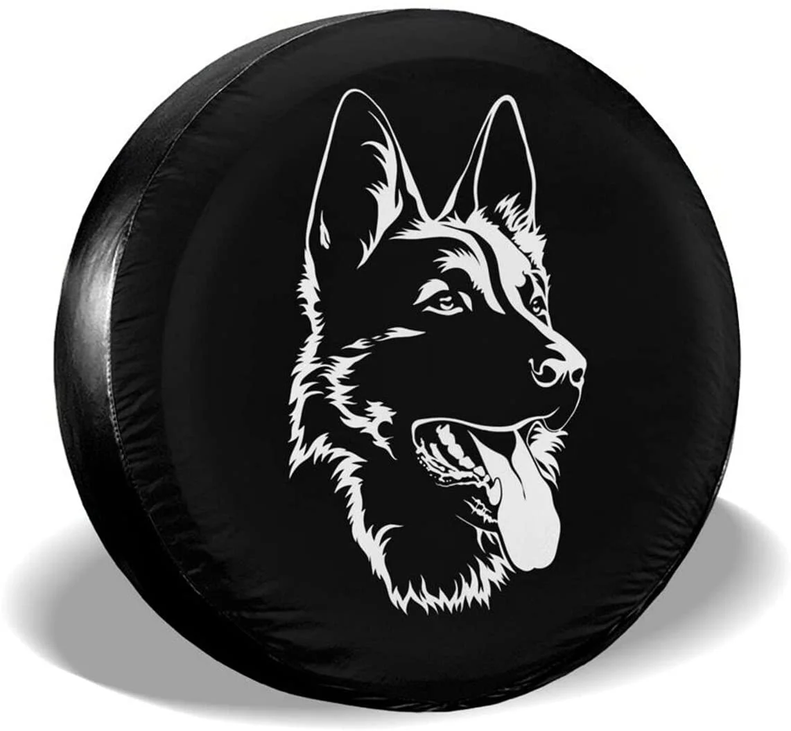 

Black German Shepherd Spare Tire Cover Waterproof Dust-Proof UV Sun Wheel Tire Cover Fit for Jeep,Trailer, RV, SUV