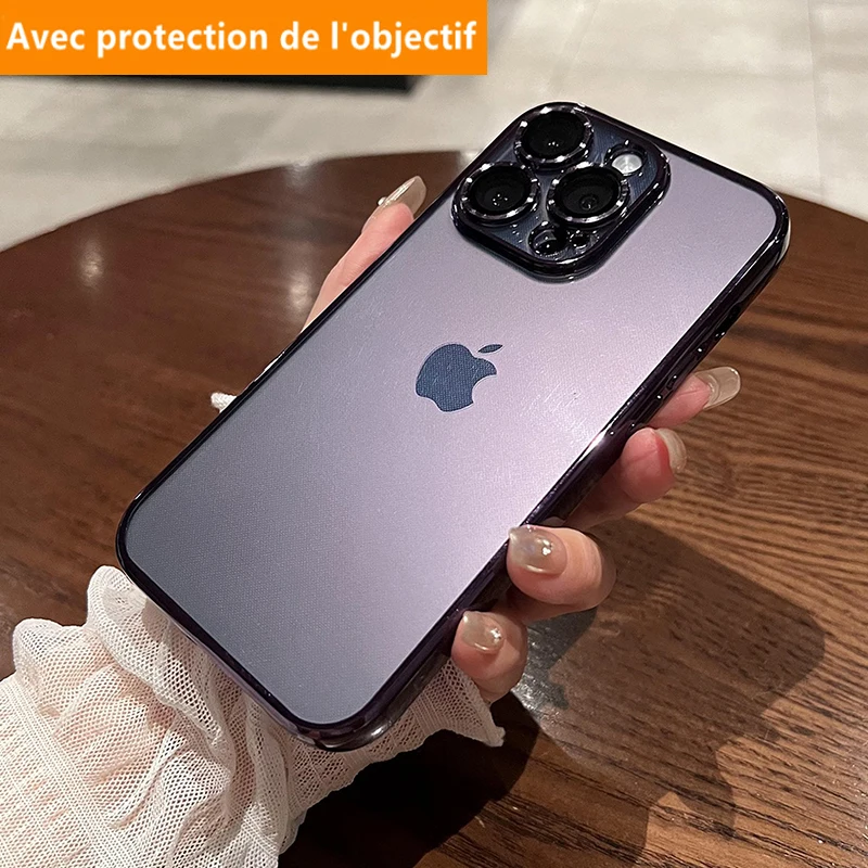 

Luxury Plating Clear Phone Case For iPhone 13 11 12 14 Pro Max Mini 7 8 Plus XS XR X SE Shockproof Lens Protective Cover Cases